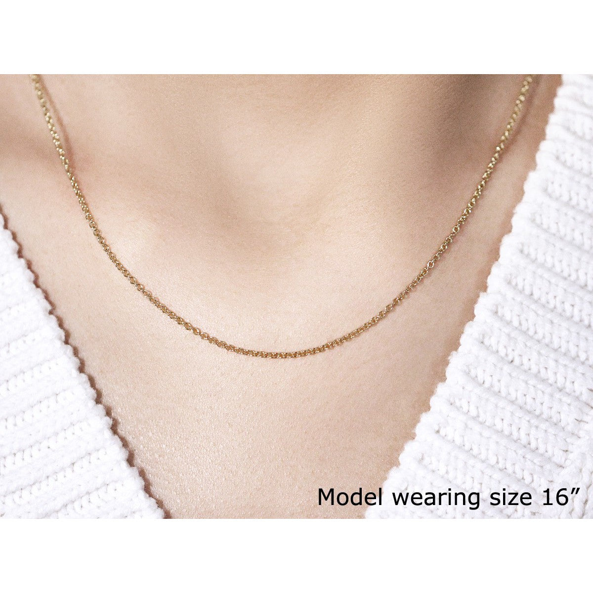 14k Yellow Gold Round Cable Link Chain 1.5mm