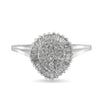 10K White Gold 1/2 Cttw Round & Baguette Cut Diamond Pear Shaped Domed PavÃ© Cluster with Halo Cocktail Ring (H-I Color, SI1-SI2 Clarity) - Size 5