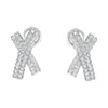 14K White Gold 2.0 Cttw Round-Brilliant Cut Diamond Domed X Shaped Omega Back Stud Earrings (H-I Color, I1-I2 Clarity)