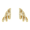 10K Yellow Gold 1.0 Cttw Round Brilliant Cut Diamond Spiral Multi Row Channel Set Open Hoop Pushback Stud Earrings (H-I Color, I1-I2 Clarity)