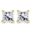AGS Certified 14k Yellow Gold 1/4 cttw 4-Prong Set Princess-Cut Solitaire Diamond Push Back Stud Earrings (F-G Color, SI2-I1 Clarity)