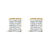 10K Yellow Gold 2.0 Cttw Invisible-Set Princess-Cut Diamond Stud Earrings