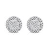 14K White Gold 1.0 Cttw Brilliant-Cut Diamond Halo-Style Cluster Round Button Stud Earrings (H-I Color, I1-I2 Clarity)