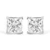 14K White Gold 1 1/2 Cttw Clarity Enhanced Princess Cut Diamond Solitaire Stud Earrings (I-J Color, I1-I2 Clarity)