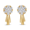 14K White Gold 3/4 Cttw Diamond Floral Cluster Drop and Dangle Stud Earrings (H-I Color, I1-I2 Clarity)
