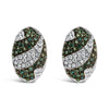 14K White Gold 2.00 Cttw White and Treated Blue Diamond Oval Shield Omega Back Earrings (H-I Color, SI1-SI2 Clarity)