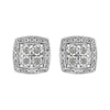 .925 Sterling Silver 1/4 cttw Round Cut Diamond Square Shape Milgrain Stud Earrings (I-J Color, I3 Clarity)