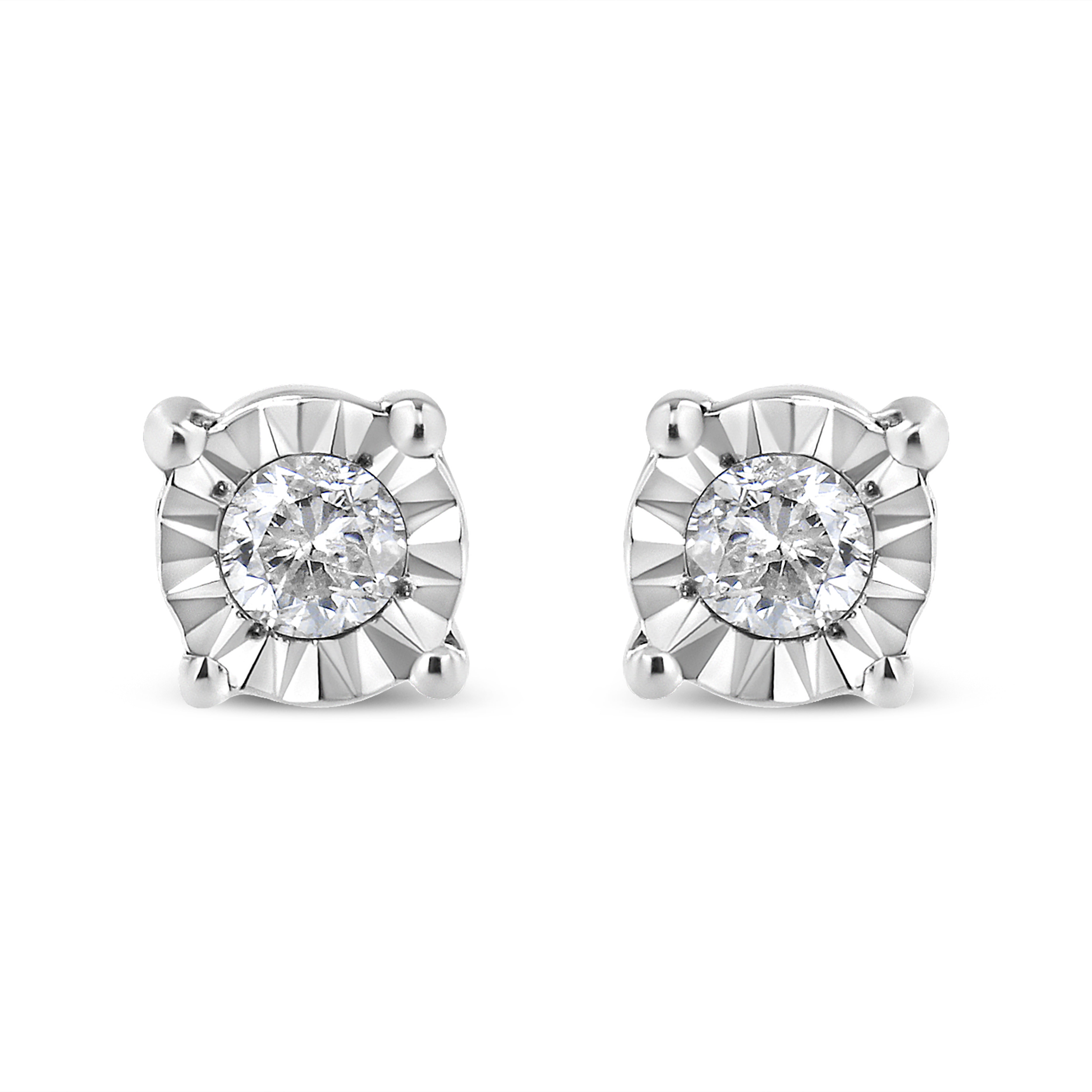10K Yellow Gold Plated .925 Sterling Silver 1/10 Cttw Round Brilliant-Cut Diamond Miracle-Set Stud Earrings (J-K Color, I3 Clarity)