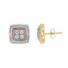10K Yellow, White, and Rose Gold Plated Sterling Silver Diamond Accent Earrings (I-J Clarity, I3 Color)