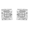 .925 Sterling Silver 1/6 Cttw Invisible Set Princess-Cut Diamond Quad Composite Stud Earrings (H-I Color, I1-I2 Clarity)
