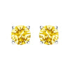 14K White Gold 1.0 Cttw Lab Grown Yellow Diamond Solitaire Stud Earrings (Yellow Color, VS2-SI1 Clarity)