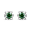 Sterling Silver Rose Cut Treated Green Diamond Solitaire Stud Earrings (0.25 cttw, Green Color, I2-I3 Clarity)