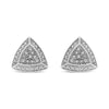 .925 Sterling Silver Diamond-Accented Trillion Shaped 4-Stone Halo-Style Stud Earrings (H-I Color, I2-I3 Clarity)