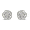 10k White Gold Rose-Cut Diamond Floral Cluster Earrings (1 cttw, I-J Color, I2-I3 Clarity)