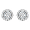 10KT White Gold 1/2 cttw Double Halo Brilliant Round-Cut Diamond Stud Earrings (I-J Clarity, I2-I3 Color)