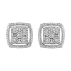 .925 Sterling Silver 3/8 Cttw Miracle Set Round Diamond Double Halo Cluster Earrings (I-J Color, I2-I3 Clarity)