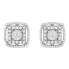 .925 Sterling Silver 1.0 Cttw Round Diamond Double Halo and Disc Stud Earring (I-J Color, I2-I3 Clarity)