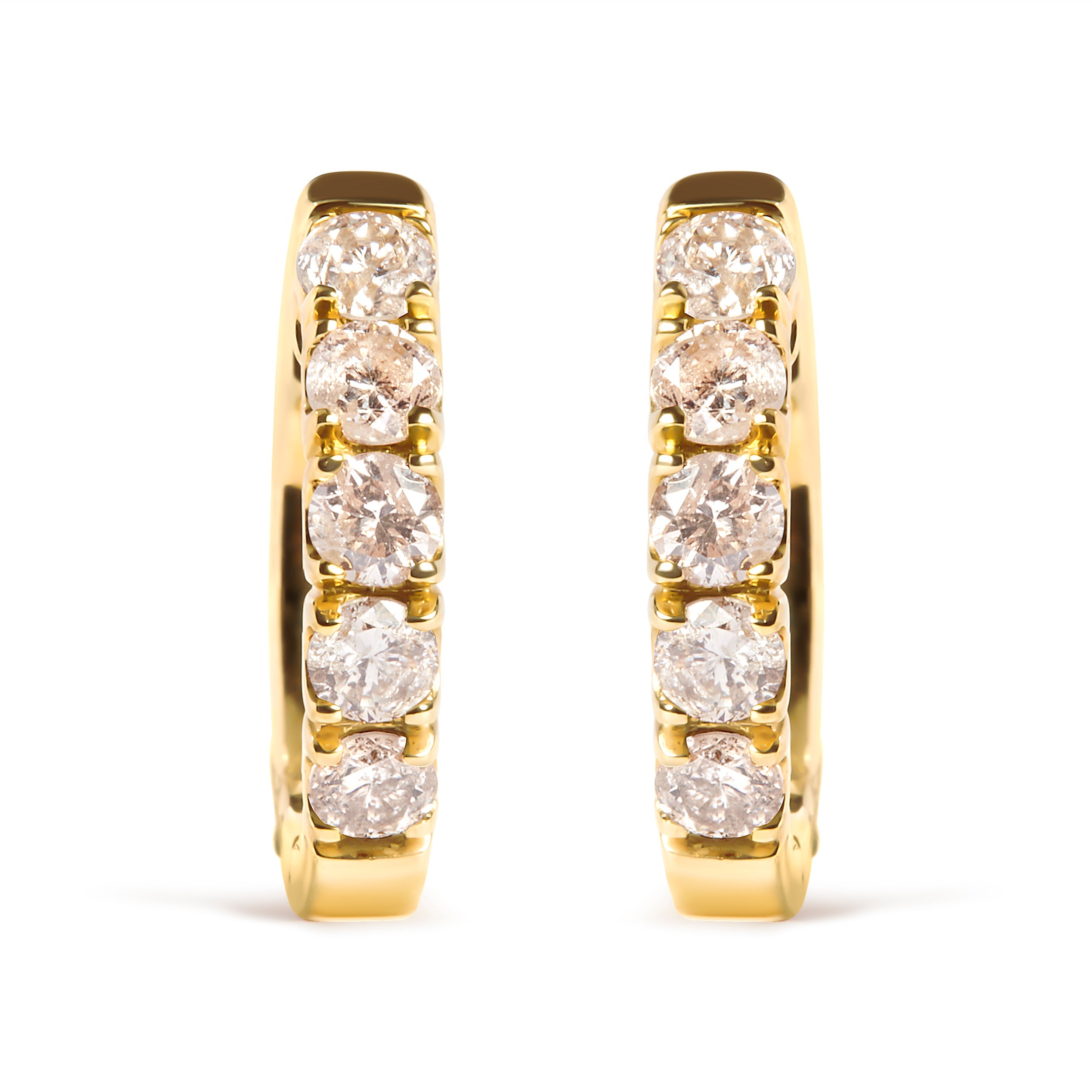 10K Yellow Gold 1/2 Cttw Round-Cut Diamond Hoop Earrings