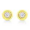 10K Yellow Gold Plated .925 Sterling Silver 1/10 Cttw Miracle-Set Diamond Circle Shape Stud Earrings (K-L Color, I2-I3 Clarity)
