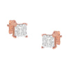 14K Rose Gold Plated Two-Tone .925 Sterling Silver 1/2 Cttw Princess-Cut Square Near Colorless Diamond Solitaire Miracle-Plate Stud Earrings (J-K Color, I2-I3 Clarity)