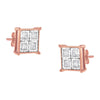 Rose Gold Plated Sterling Silver Diamond Composite Stud Earrings (3/4 cttw, J-K Color, I1-I2 Clarity)