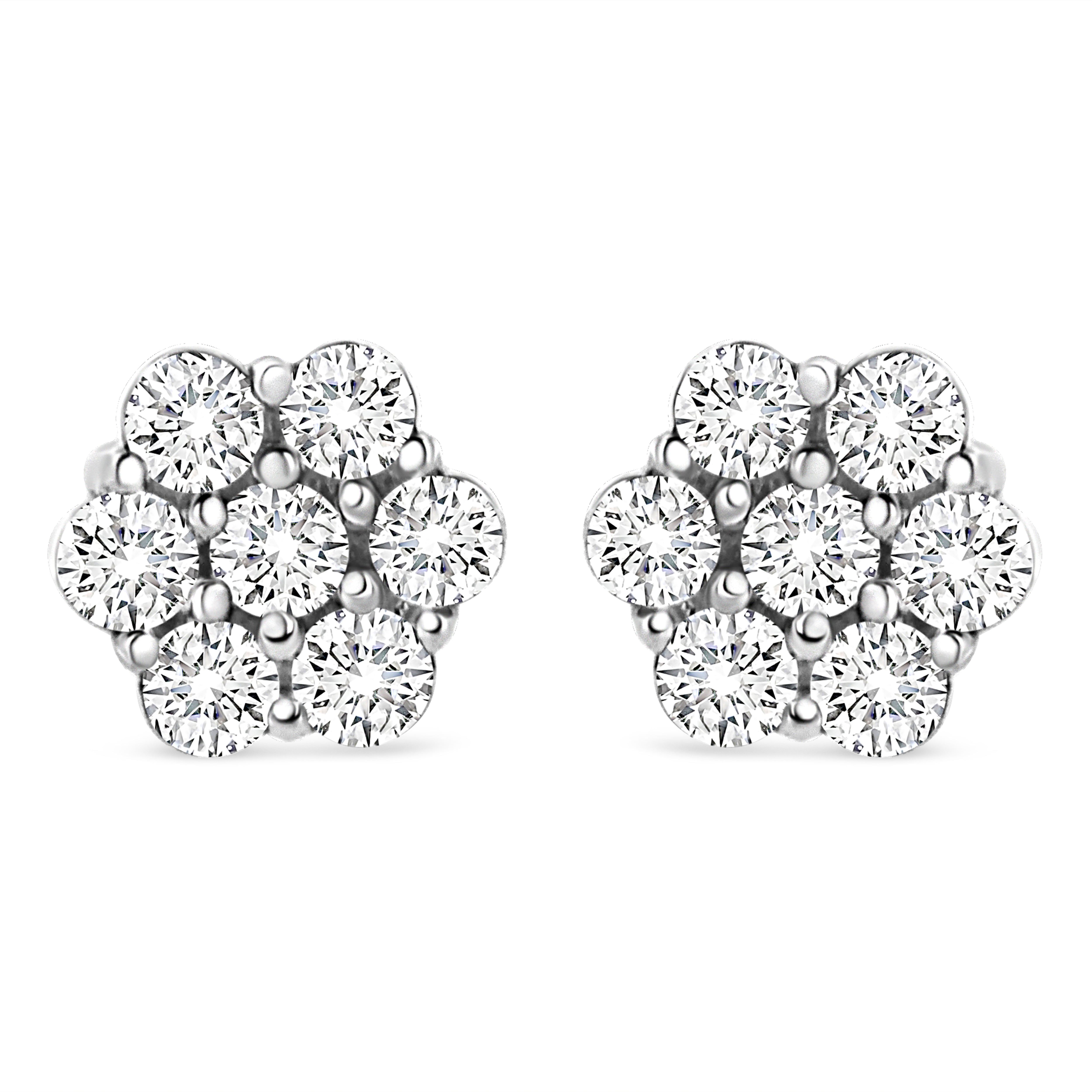 14K White Gold 1/2 cttw Round-Cut Diamond Floral Stud Earrings (I-J Color, SI2-I1 Clarity)