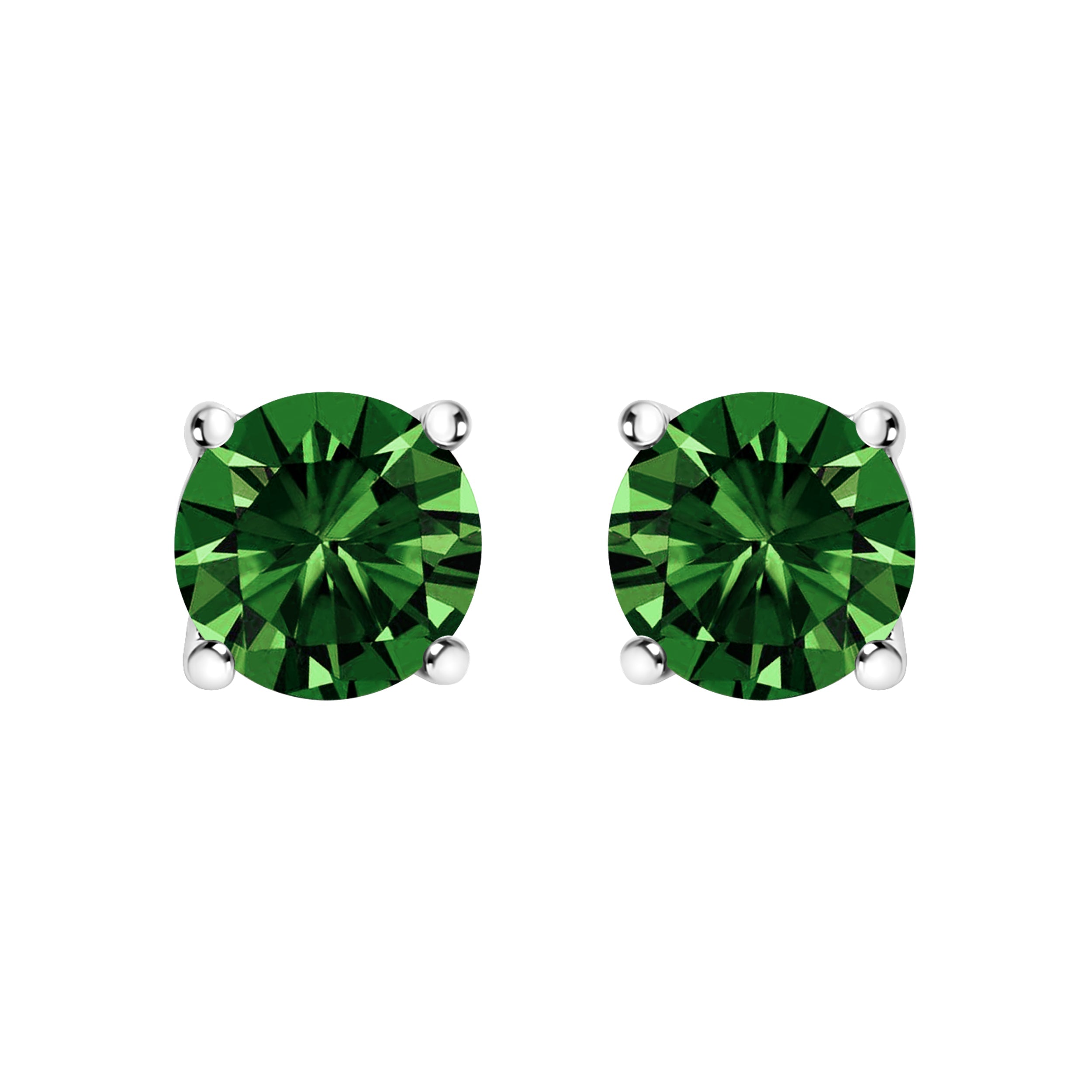 14K White Gold 1/2 Cttw Lab Grown Green Diamond Classic Solitaire Stud Earrings with Pushback