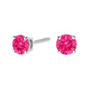 10K White Gold 1.0 Cttw Lab Created Round Brilliant Cut Pink Diamond Classic 4-Prong Solitaire Stud Earrings (Fancy Pink Color, VVS2-VS1 Clarity)