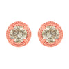 14K Yellow Gold Plated .925 Sterling Silver 1.0 Cttw Round Brilliant Cut Diamond Solitaire Milgrain Stud Earrings (K-L Color, I2-I3 Clarity)
