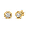 14K Yellow Gold Plated .925 Sterling Silver 1.0 Cttw Round Brilliant Cut Diamond Solitaire Milgrain Stud Earrings (K-L Color, I2-I3 Clarity)