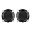 .925 Sterling Silver 2.00 Cttw Round Brilliant-Cut Black Diamond Classic 4-Prong Stud Earrings with Screw Backs (Fancy Color-Enhanced, I2-I3 Clarity)