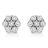 14K White Gold 1/2 Cttw Prong Set Round-Cut Diamond Flower Stud Earring (H-I Color, I1-I2 Clarity)