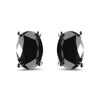 14K White Gold 3.00 Cttw Oval Cut Black Diamond Solitaire Stud Earrings (Black Color, I2-I3 Clarity)