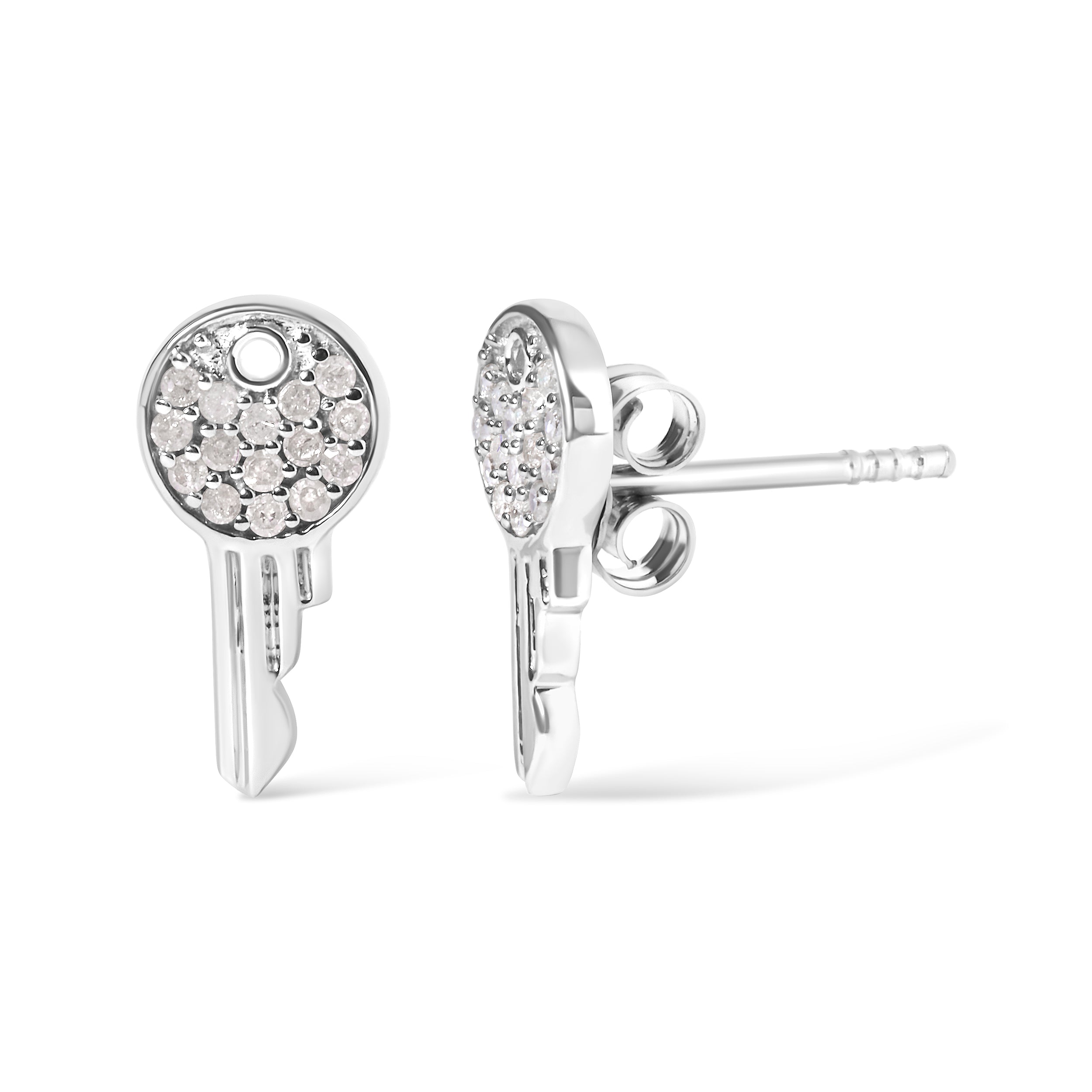 925 Sterling Silver 1/6ct TDW Diamond Charm Earrings