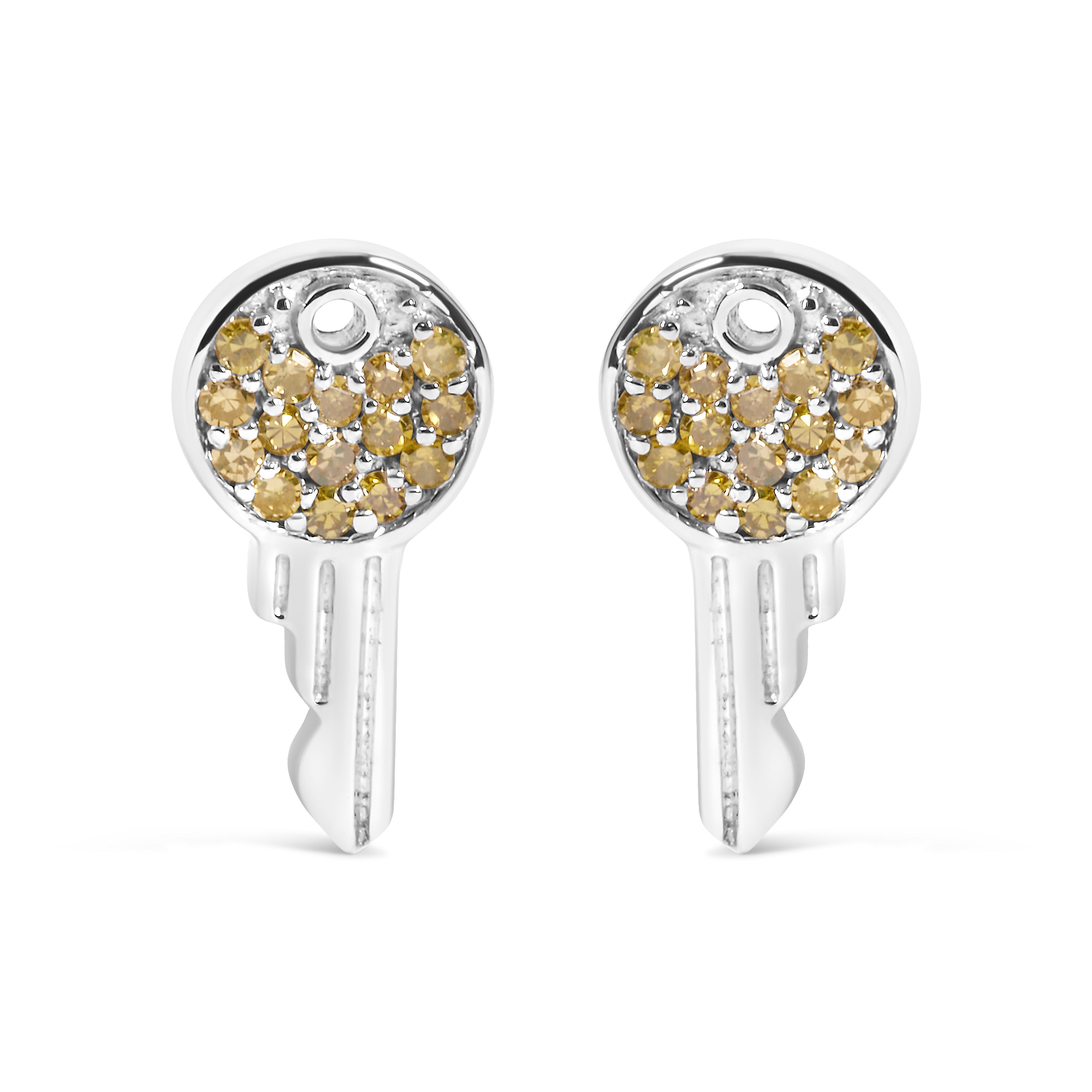 925 Sterling Silver 1/6ct TDW  Yellow Treated  Diamond Charm Earrings