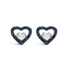 925 Sterling Silver 1/6 Cttw Diamond Open Double Heart Stud Earrings (I-J Color, I3 Clarity)