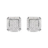 10K White Gold 1 1/10 Cttw Princess Diamond Composite and Halo Stud Earrings (I-J Color, I1-I2 Clarity)