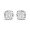 10K White Gold Invisible Set 1/2 Cttw Diamond Composite and Halo Stud Earrings (H-I Color, I1-I2 Clarity)