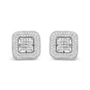 10K White Gold 1.0 Cttw Round and Princess Cut Diamond Composite Open Halo Stud Earrings (H-I Color, SI1-SI2 Clarity)