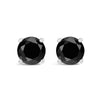 14K White Gold 2.00 Cttw Round Brilliant-Cut Black Diamond Classic 4-Prong Stud Earrings with Screw Backs (Fancy Color-Enhanced, I2-I3 Clarity)