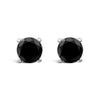 14K White Gold 2.00 Cttw Round Brilliant-Cut Black Diamond Classic 4-Prong Stud Earrings with Screw Backs (Fancy Color-Enhanced, I2-I3 Clarity)