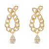 14K Yellow Gold Plated .925 Sterling Silver 1/10 Cttw Diamond Chain Link Teardrop Dangle Earrings (H-I Color, I1-I2 Clarity)