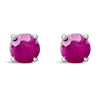 .925 Sterling Silver 3.5 MM Created Round Red Garnet Solitaire Stud Earrings