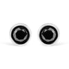 .925 Sterling Silver 4.00 Cttw Round Brilliant-Cut Black Diamond Bezel-Set Stud Earrings with Screw Backs (Fancy Color-Enhanced, I2-I3 Clarity)