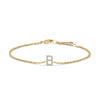10K White Gold Diamond Accent "A" Initial Charm and Link Bracelet