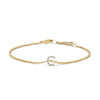 10K White Gold Diamond Accent "A" Initial Charm and Link Bracelet