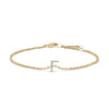 10K White Gold Diamond Accent "A" Initial Charm and Link Bracelet