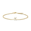 10K White Gold Diamond Accent "A" Initial Charm and Link Bracelet