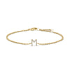 10K White Gold Diamond Accent "A" Initial Charm and Link Bracelet