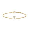 10K White Gold Diamond Accent "A" Initial Charm and Link Bracelet